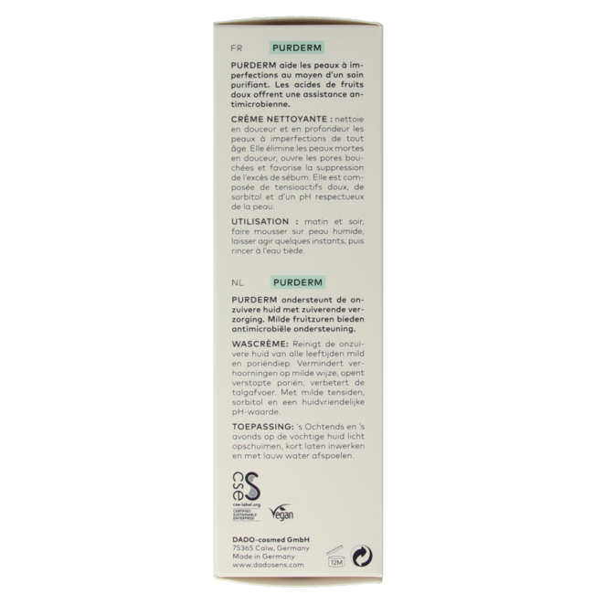 Purderm cremige Reinigung Bio 100 Milliliter
