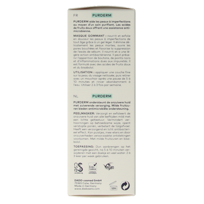 Purderm Reinigungsmaske Bio 50 Milliliter