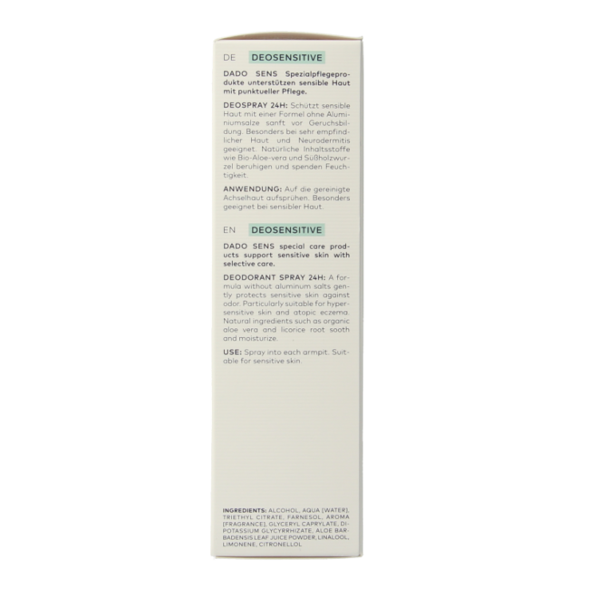 Deosensitive deodorant spray organic 75 Millilitres