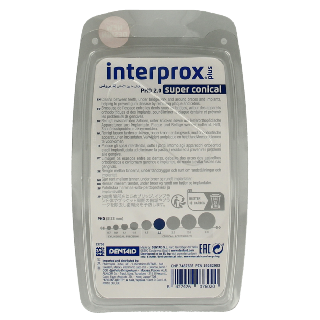 Plus interdental brushes super conical dark blue 4 pack