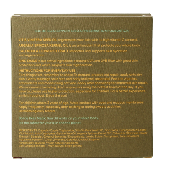 Huile solaire protectrice et réparatrice SPF15 bio 100 ml