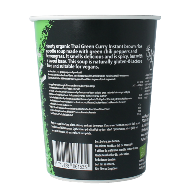 Instant noodle soup green curry organic 75 Gram