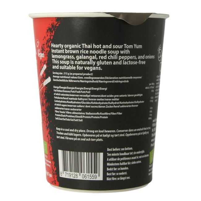 Soupe de nouilles instantanées tom yum bio 75 g