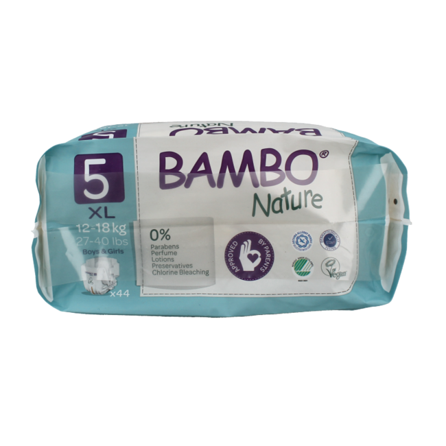 Pañal para bebé Bambo Nature Junior talla 5, 12-18 kg, 44 unidades