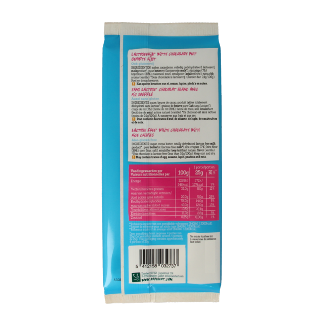 White chocolate crisp bar gluten- and lactose-free 100g