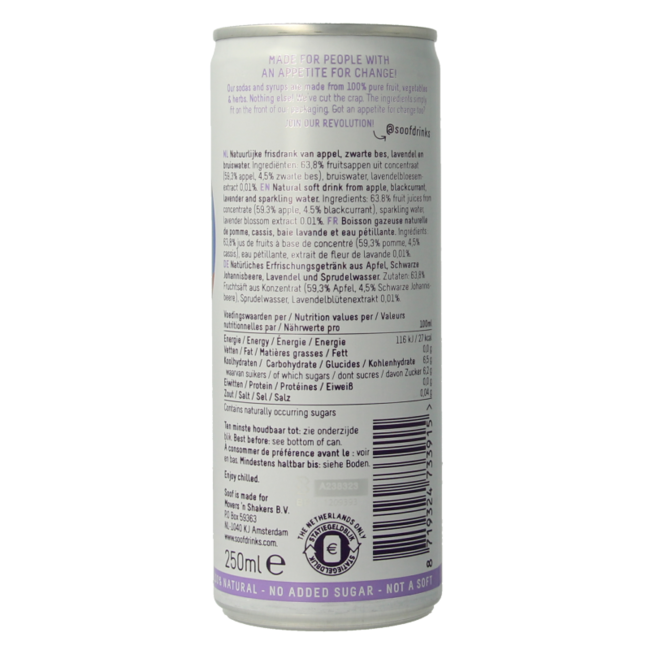 Sprudelndes Getränk Schwarze Johannisbeere Lavendel & Apfel 250 Milliliter