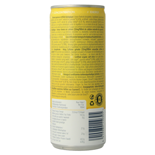 Organic ginger & lemon drink 250 Millilitres