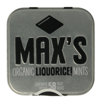 Max mints Liquorice blikje vierkant bio 35 Gram