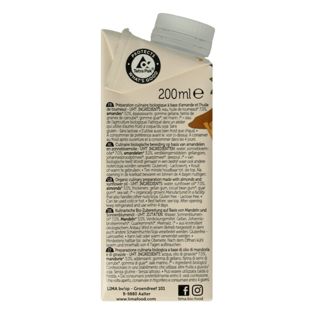 Organic almond cuisine 200 Millilitres