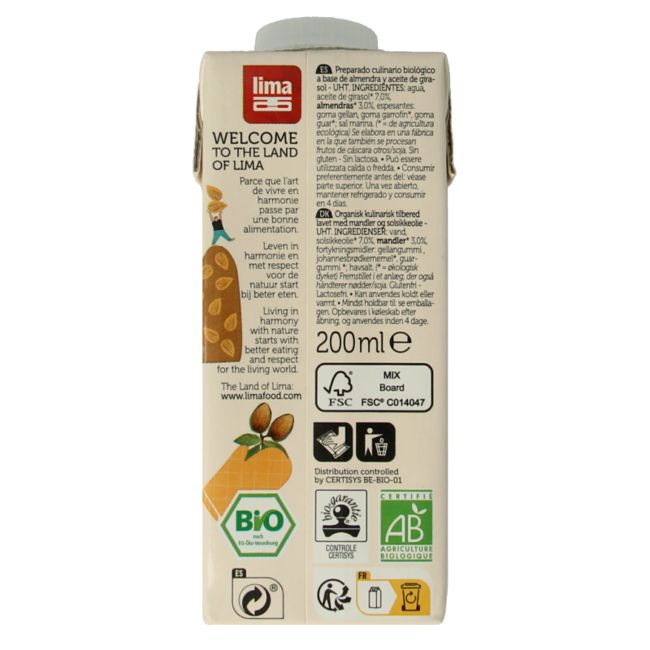 Organic almond cuisine 200 Millilitres