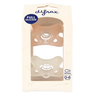 Difrax Silicone dummy natural assorted 0-6 months 2 Pieces