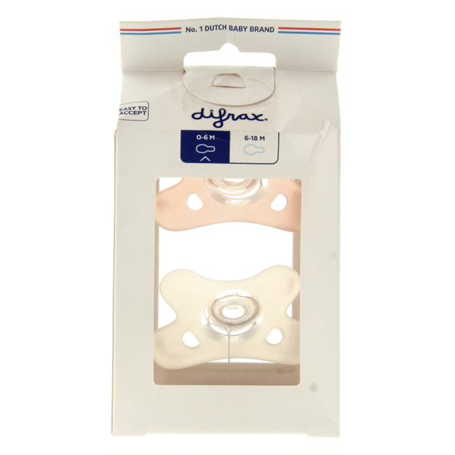 Silicone dummy natural assorted 0-6 months 2 Pieces