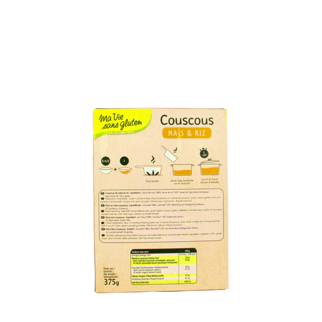 Organic gluten-free maize & rice couscous 375g