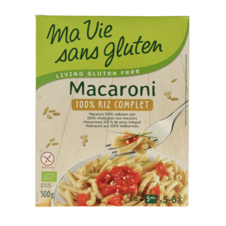 Ma Vie Sans Macarrones de arroz integral ecológicos sin gluten 500 Gramos