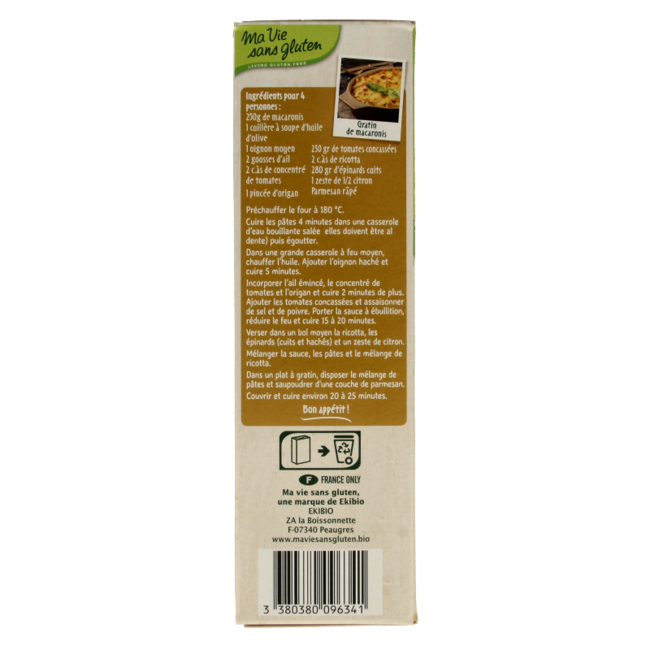 Macaroni de riz complet sans gluten bio 500 g