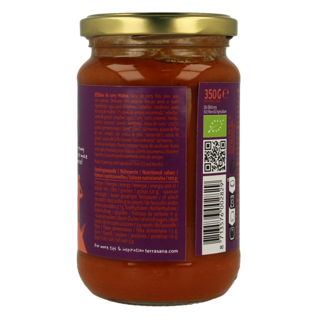 Organic Madras curry sauce 350 Gram