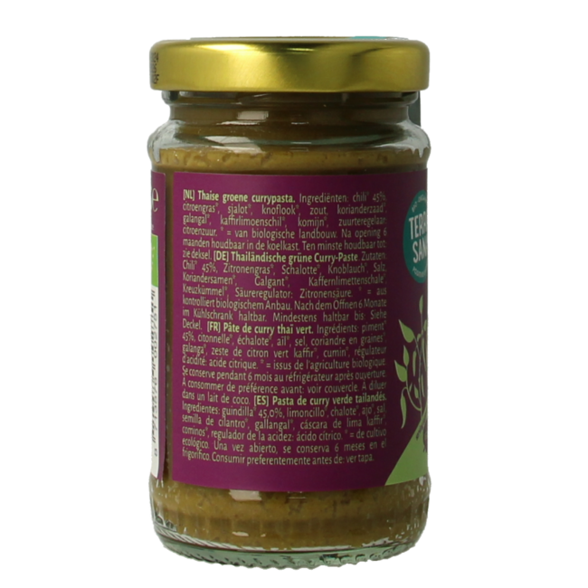 Pasta de curry verde tailandés bio 120 gramos