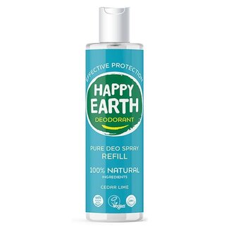 Happy Earth Pures Deodorant Spray Nachfüllpackung Zeder-Limette 300 Milliliter