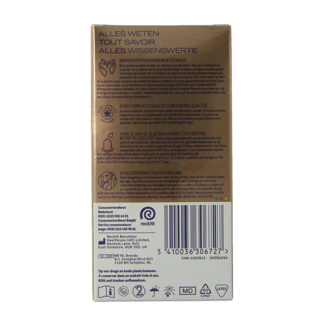 Preservativos Durex Nude extra lubricados 10 unidades