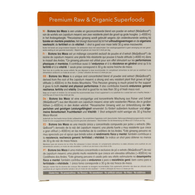 Maca shots 2,2 g bio 20 unidades