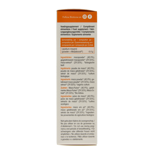 Maca shots 2.2g organic 20 pieces