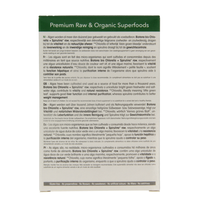 Chlorella spirulina shots 2.2 gram organic 20 pieces
