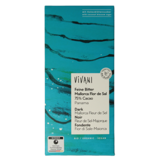 Vivani Dark chocolate sea salt 75% coconut blossom sugar organic 80 Gram