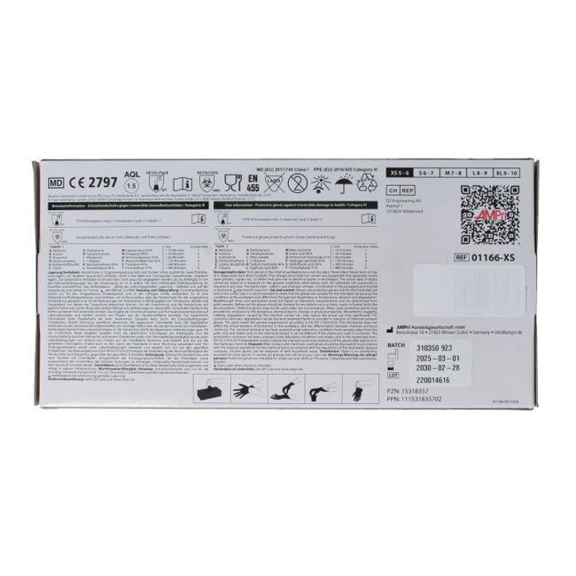 Guantes de examen de nitrilo sin polvo XS azul 100 unidades