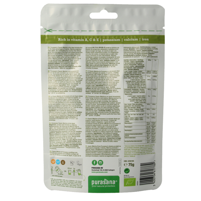 Klasyczna Matcha w proszku wegańska bio 75 Gram