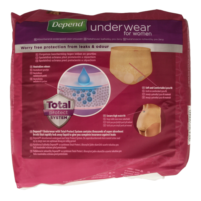 Depend Inkontinenz-Pants für Damen, Super, Größe S/M, 10 Stück