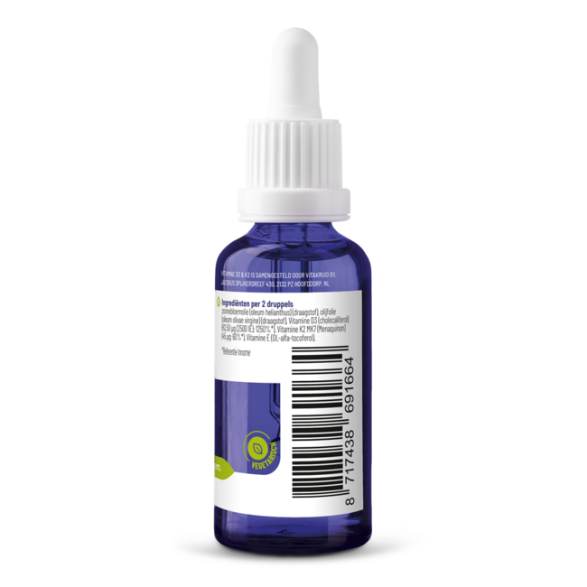 Vitamine D3 & K2 (MenaQ7) avec pipette compte-gouttes 30 Milliliter