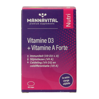 Mannavital Vitamina D3 + vitamina A forte 90 Cápsulas