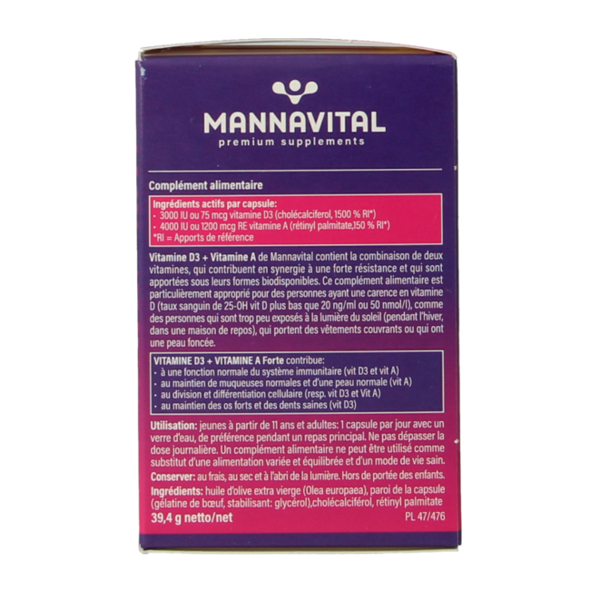 Vitamina D3 + vitamina A forte 90 Cápsulas