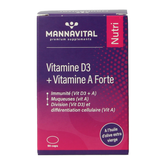 Vitamine D3 + vitamine A forte 90 gélules