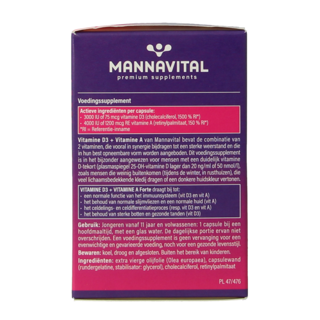 Vitamina D3 + vitamina A forte 90 Cápsulas