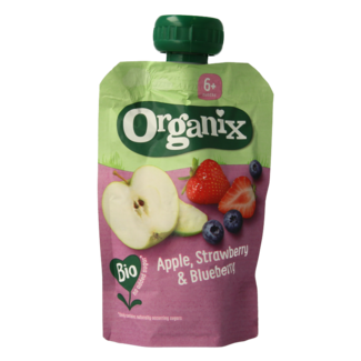 Organix Puré de frutas de manzana, fresa y arándanos 6+M bio 100 gramos