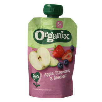 Organix Quetschfrucht Apfel, Erdbeere und Blaubeeren 6+M Bio 100 Gramm