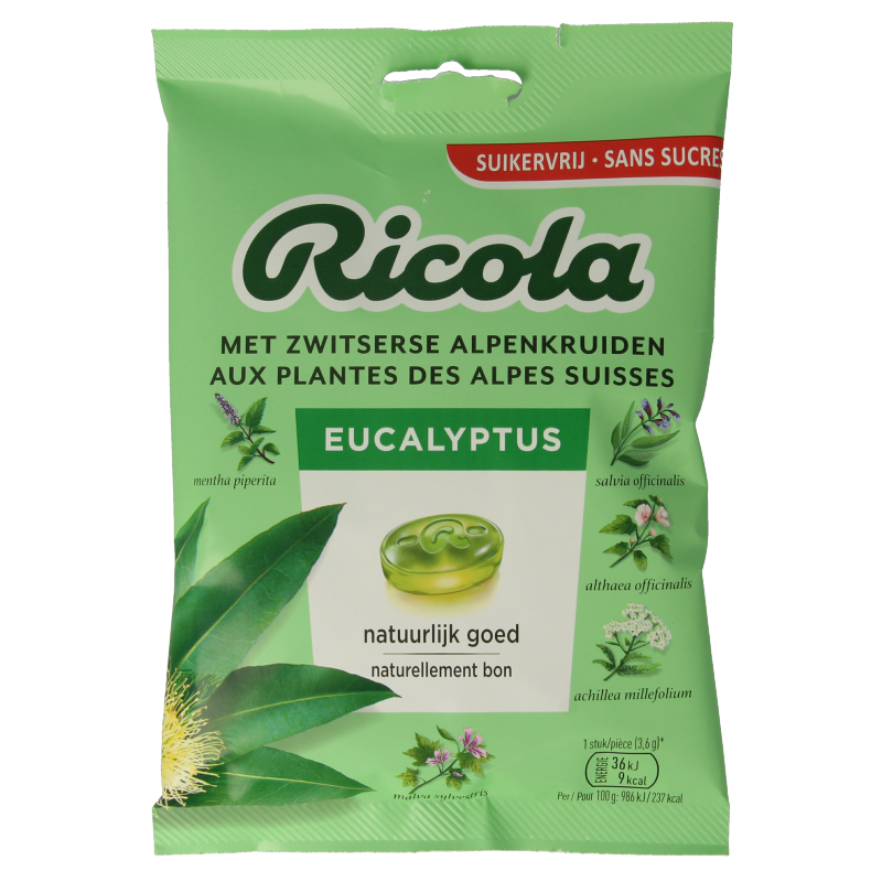 Ricola Eucalipto sin azúcar 75 gramos
