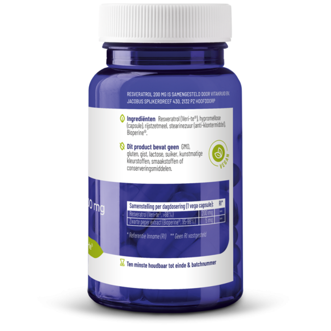 Resweratrol (Veri-te) 200 mg z Bioperine 60 Kapsułek Wegetariańskich