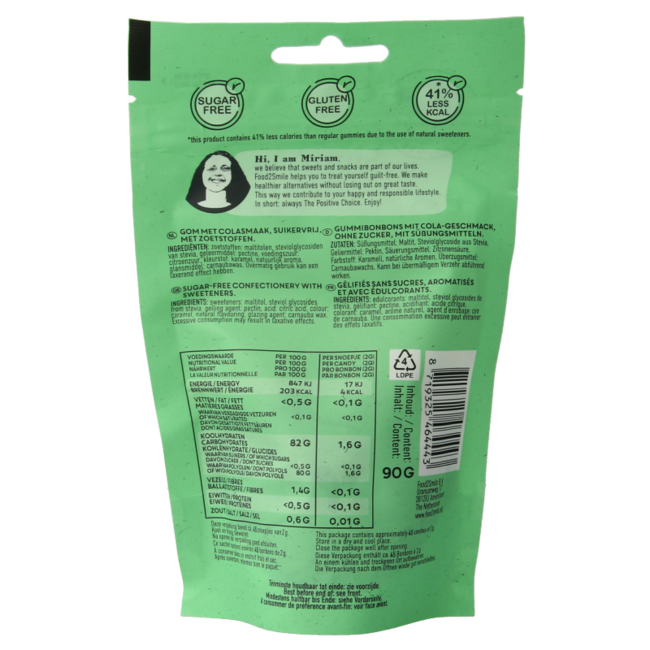 Cola-la bottles sugar-free lactose-free 90 Gram