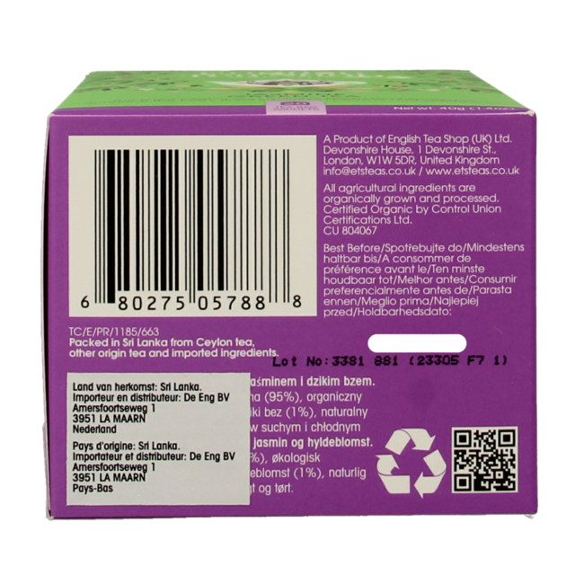 Jasmin green tea organic 20 bags