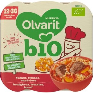 Olvarit Boulgour tomate bœuf 12M210 bio 230 grammes