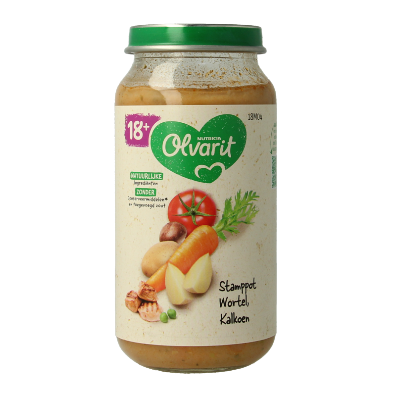 Olvarit Piatto Completo Carote e Tacchino (Stamppot) 18M04 250 Grammi