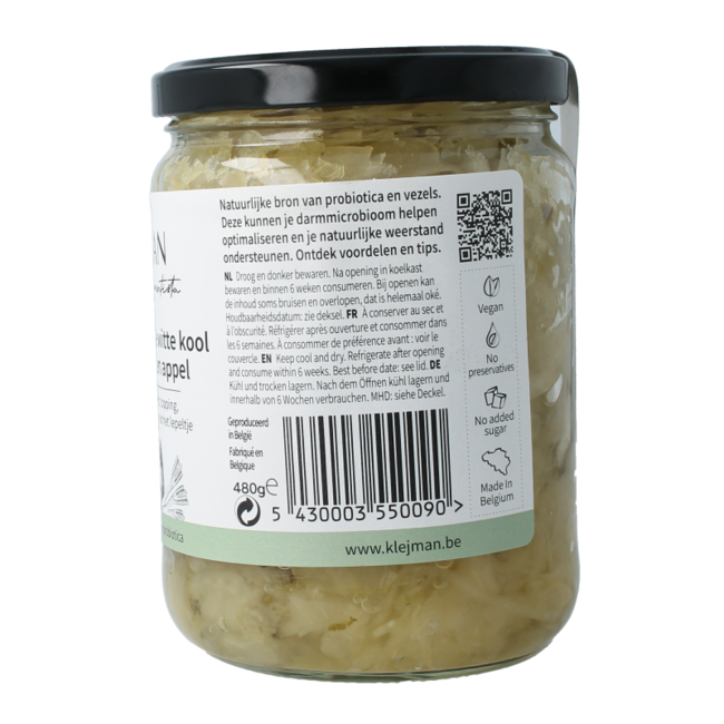 Gefermenteerde witte kool met lente-ui en appel 480 Gram