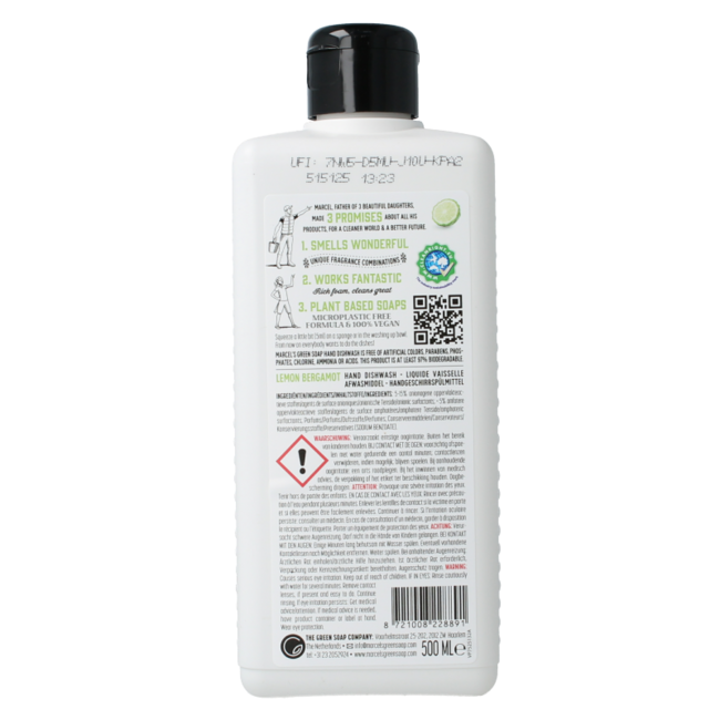 Washing-up liquid lemon & bergamot 500 Millilitres