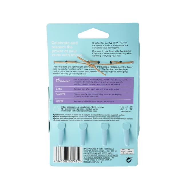 Pinzas para seccionar el cabello, 4 unidades