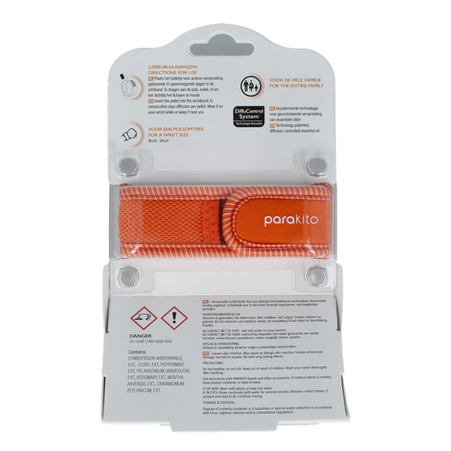 Anti-mosquito wristband adults orange 1 piece