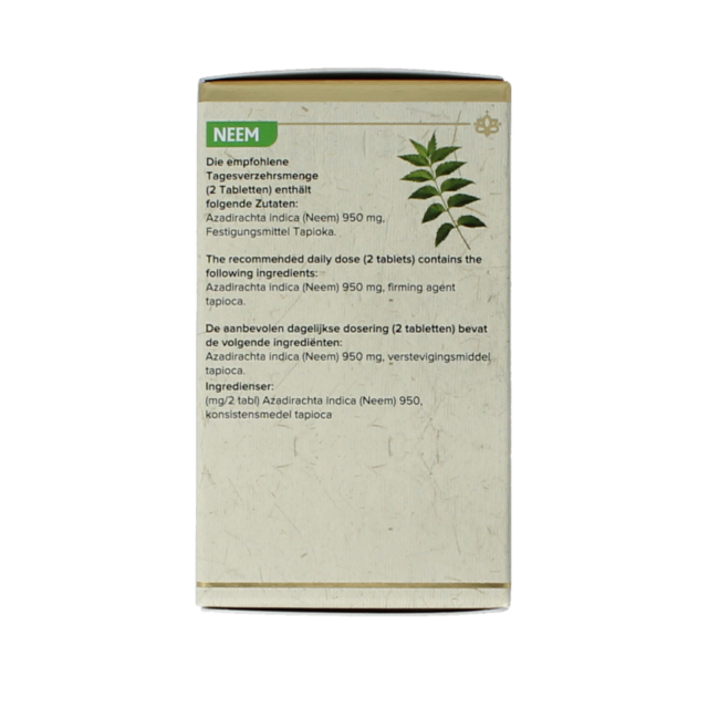 Neem ayurvedisch enkelvoudig kruid natuurlijk 60 Tabletten