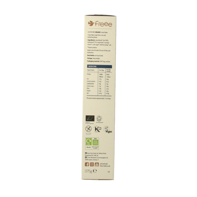 Glutenfreie Ballaststoff-Flocken Bio 375 Gramm