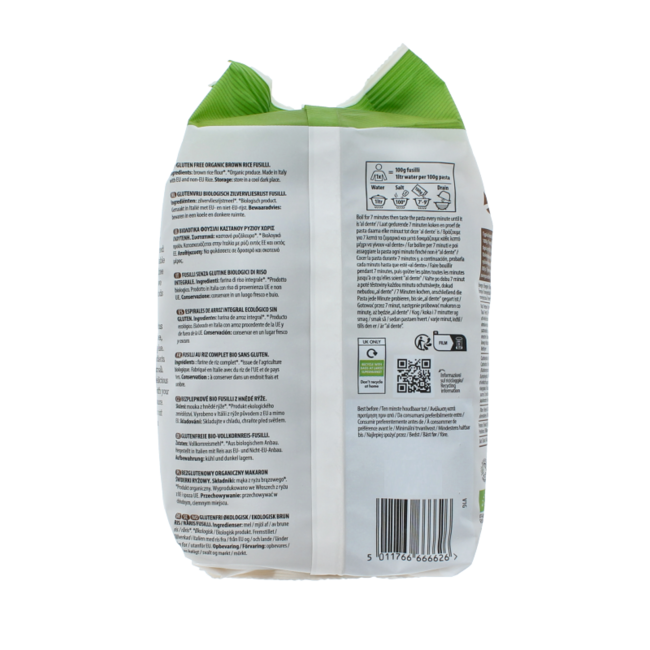 Glutenfreie Bio-Fusilli aus braunem Reis, 500 Gramm